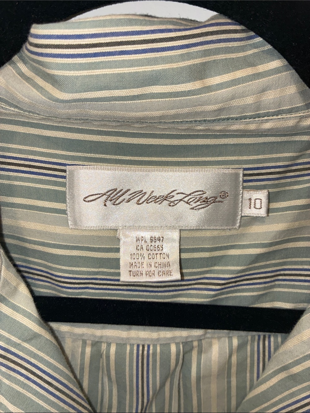 Vintage 100% Cotton Blue Tan Pinstripe Flowy Midi Dress Size 10 - Picture 3 of 6